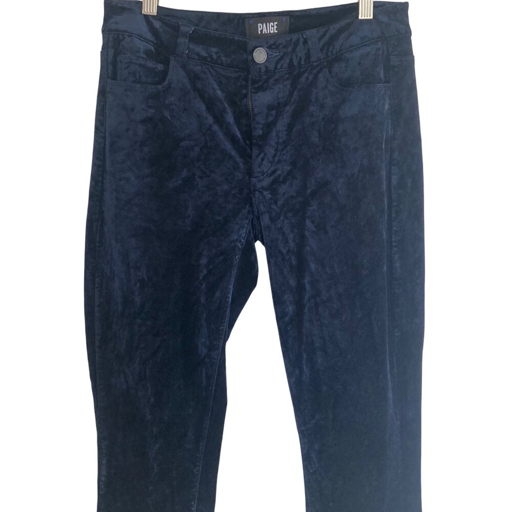 Paige Navy Blue Velvet Pants Womens 27 Verdugo Ultra Skinny Slim Trousers